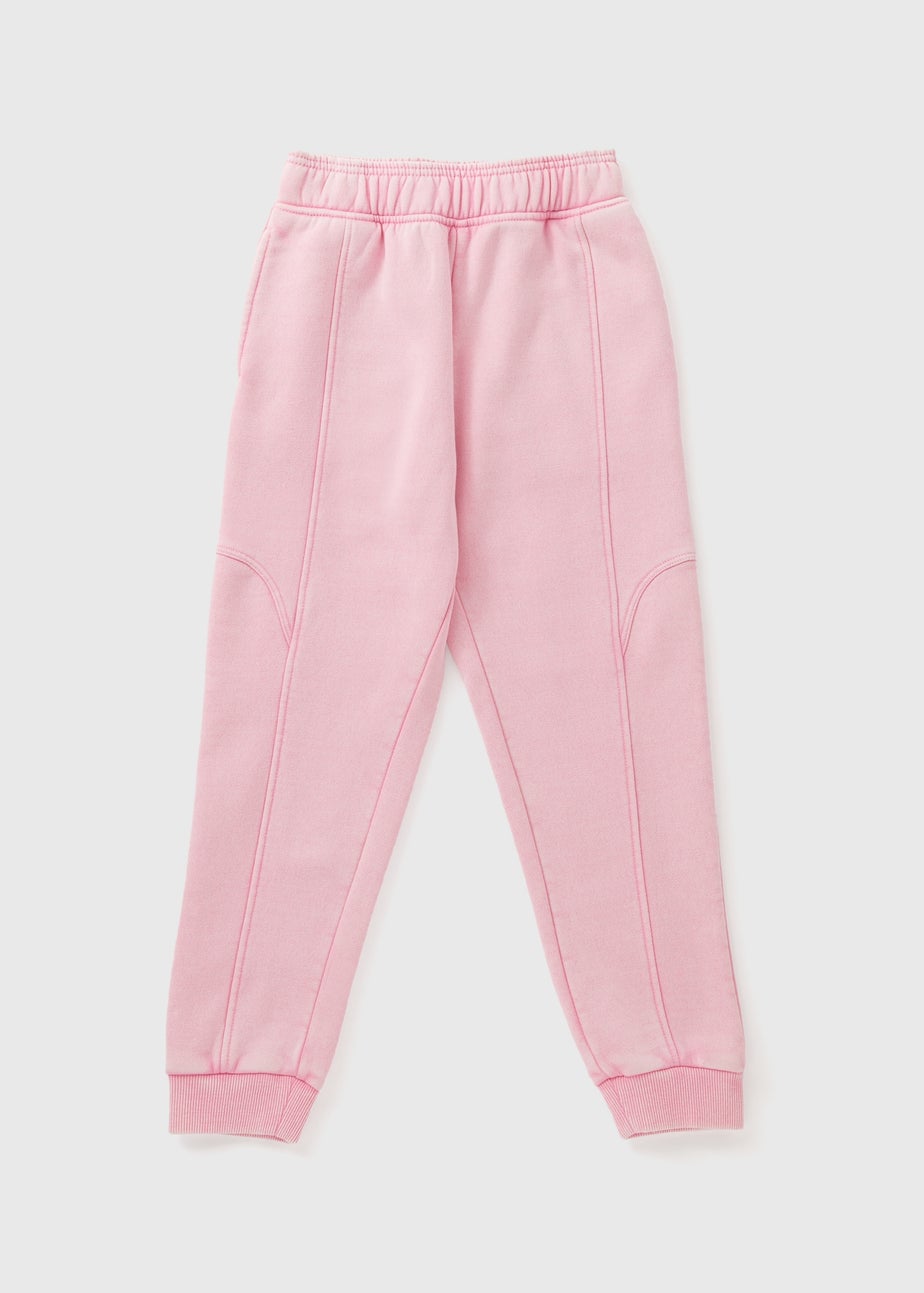 Girls Pink Acid Wash Jogging Bottoms (7-15yrs)