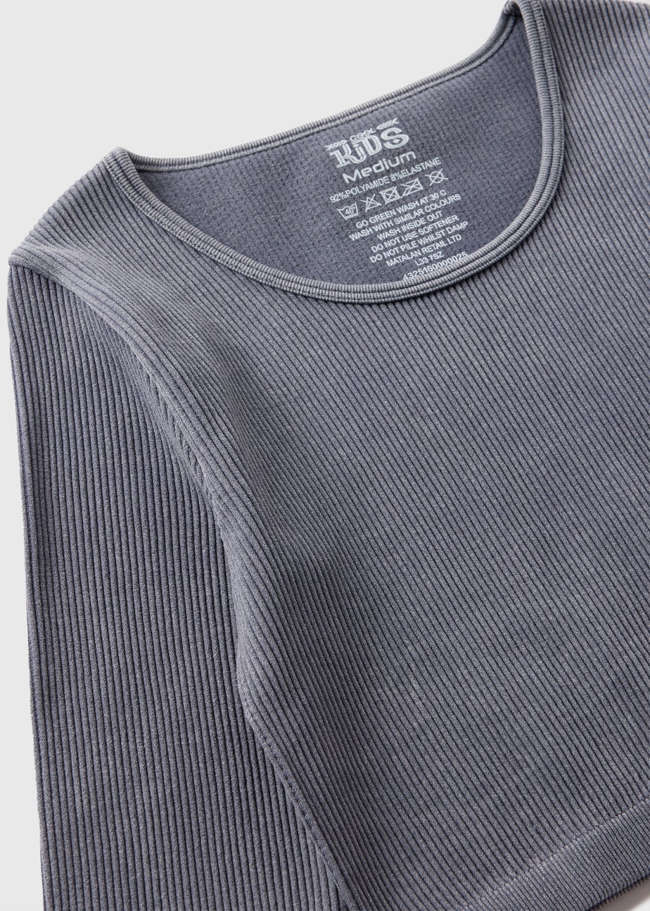 Girls Grey Seamless Long Sleeve Top (7-15yrs)