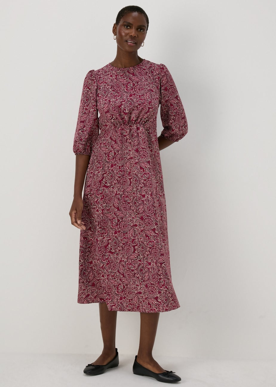 Red Paisley Midi Tea Dress