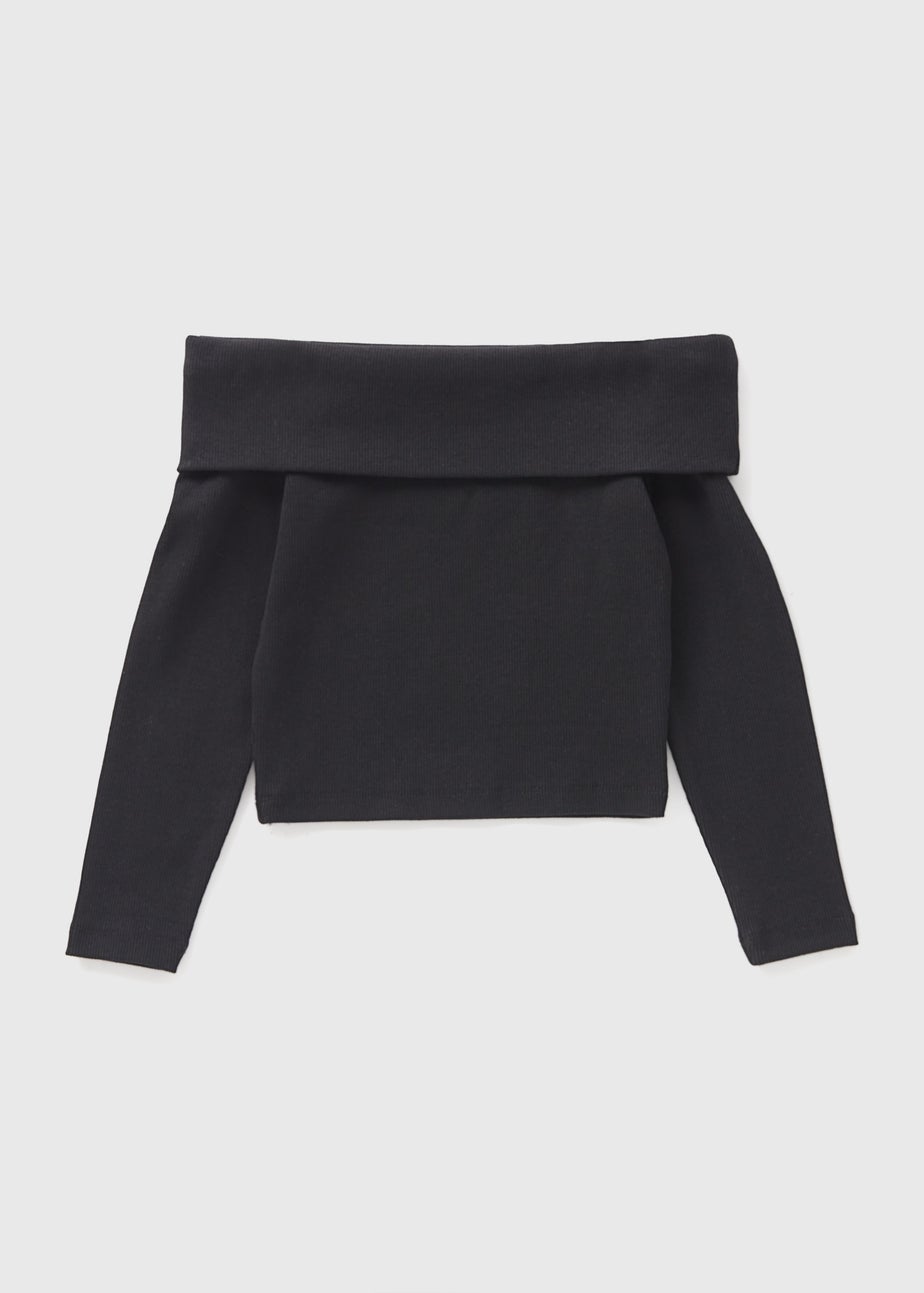 Girls Black Bardot Top (7-15yrs)