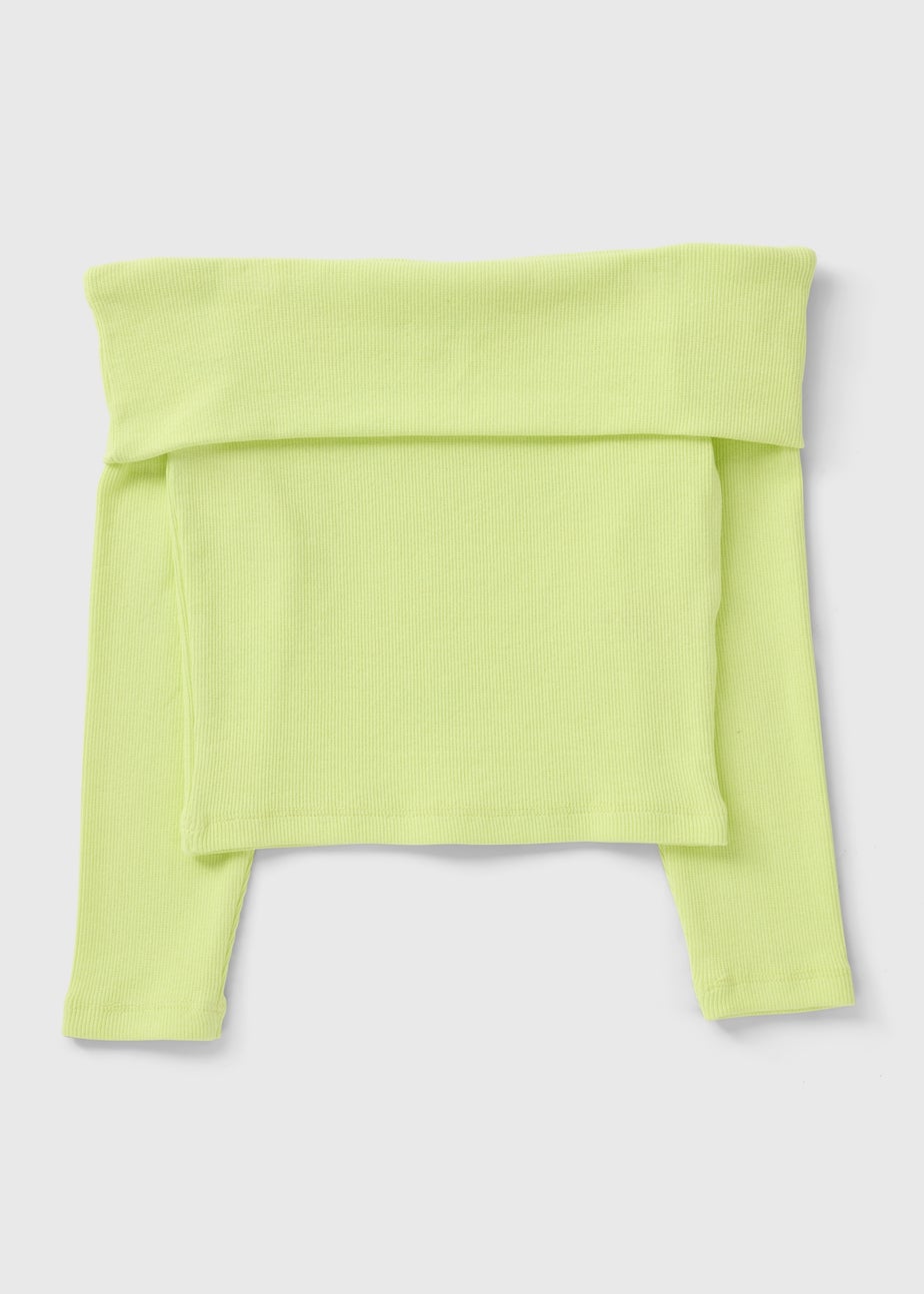 Girls Lime Bardot Top (7-15yrs)