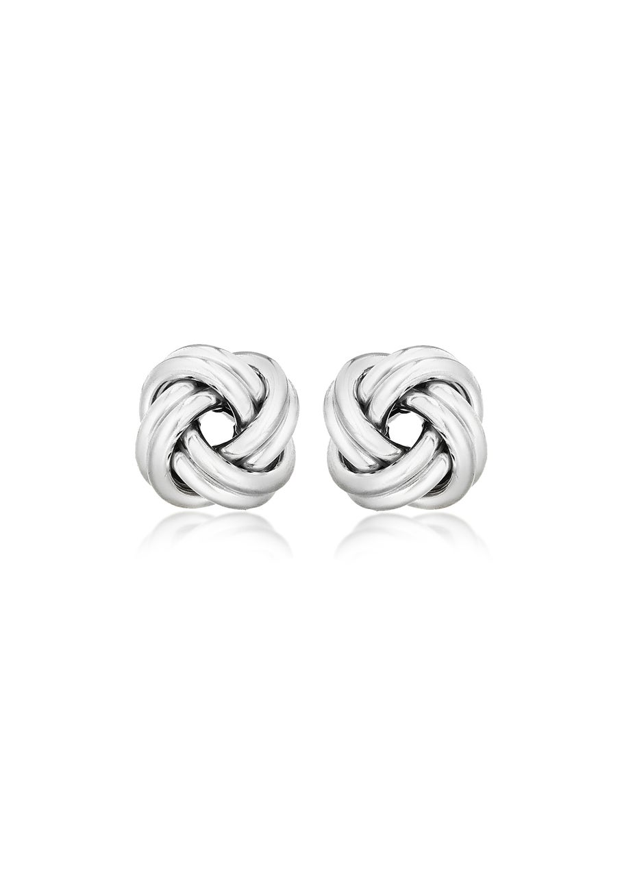 Golden Moments Sterling Silver Large Double-Knot Stud Earrings
