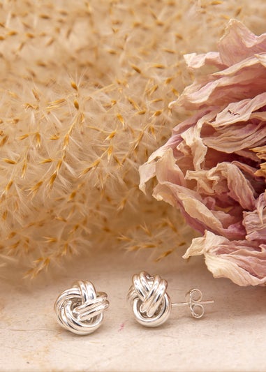 Golden Moments Sterling Silver Large Double-Knot Stud Earrings