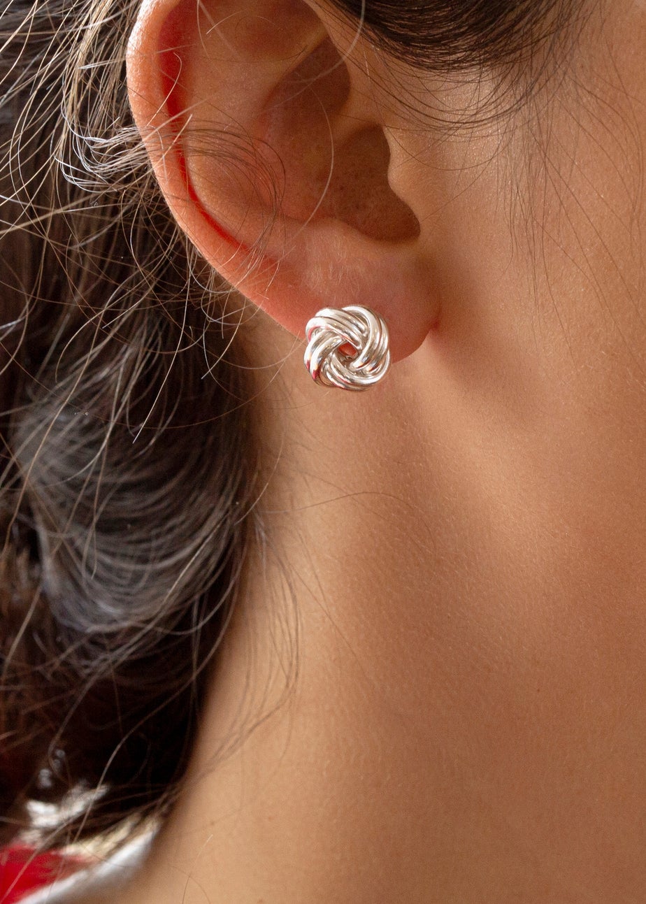 Golden Moments Sterling Silver Large Double-Knot Stud Earrings