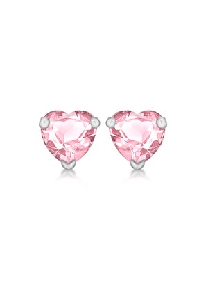 Golden Moments Sterling Silver Pink CZ Heart Stud Earrings