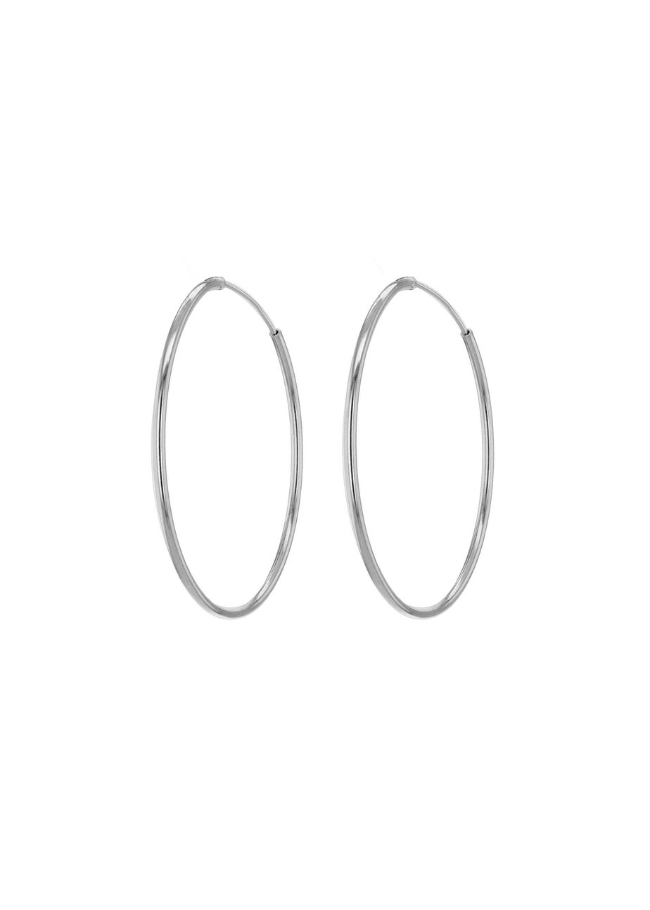 Golden Moments Sterling Silver Plain Hoop Earrings (35mm)