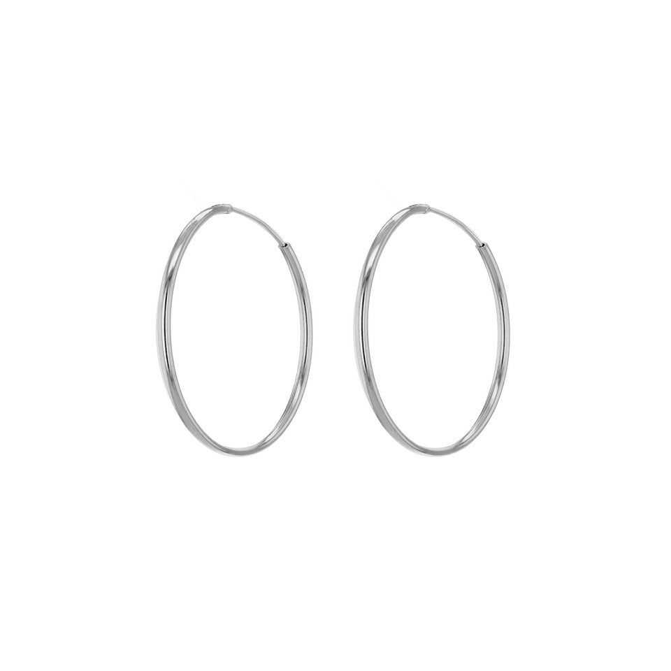 Golden Moments Sterling Silver Plain Hoop Earrings (35mm)