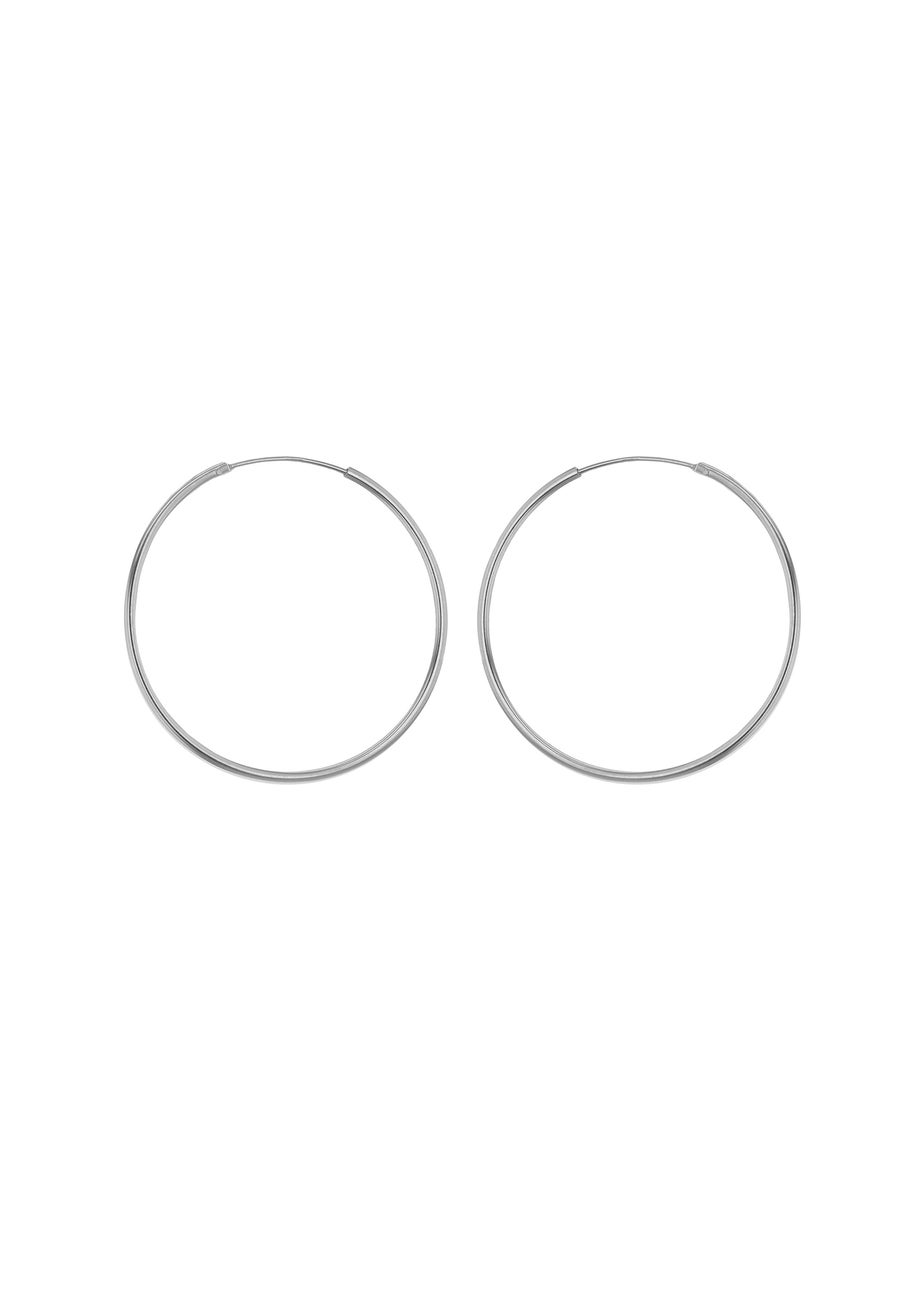 Golden Moments Sterling Silver Plain Hoop Earrings (35mm)