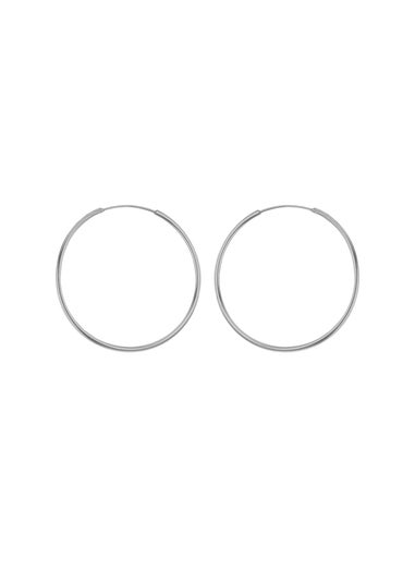 Golden Moments Sterling Silver Plain Hoop Earrings (35mm)