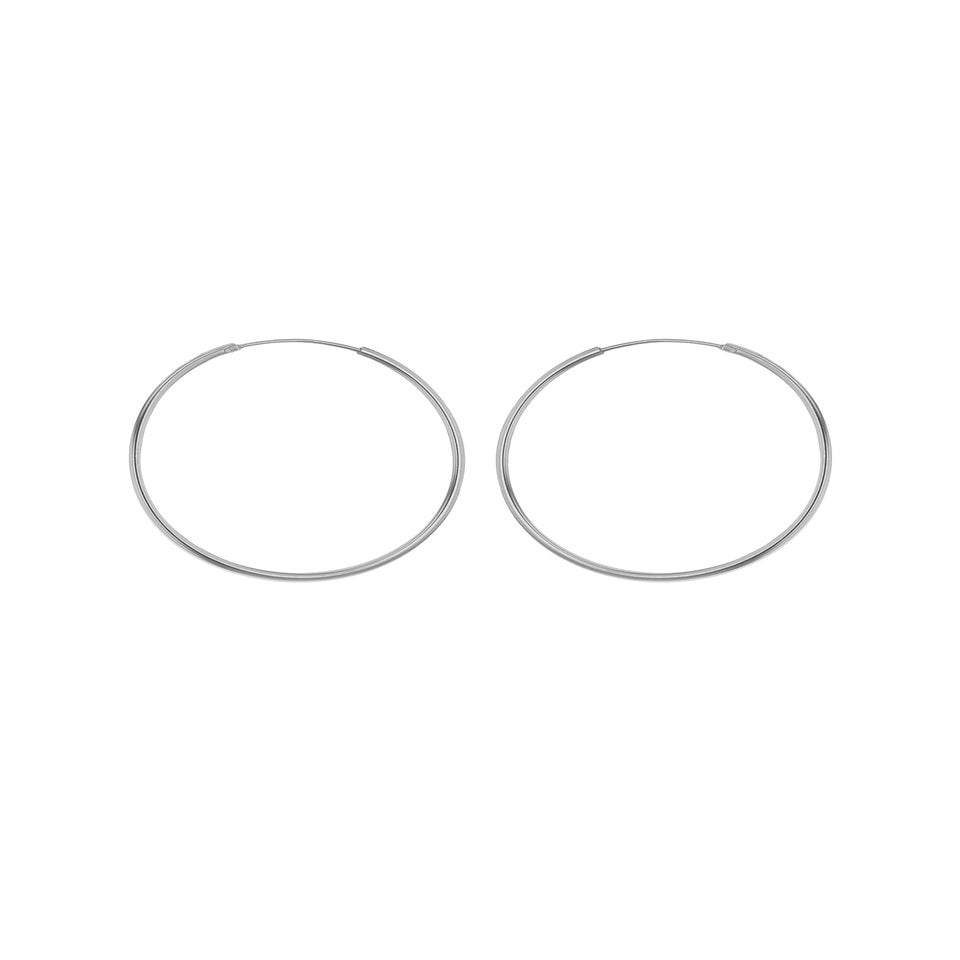 Golden Moments Sterling Silver Plain Hoop Earrings (35mm)