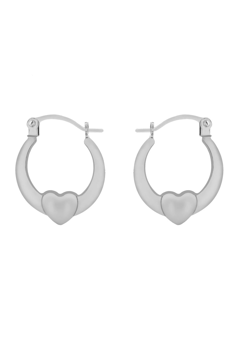 Golden Moments Sterling Silver Heart Creole Earrings