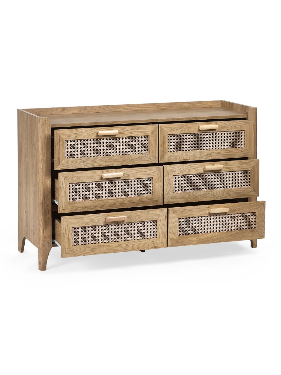 Julian Bowen Brown Sydney 6 Drawer Wide Chest (75 x 120 x 41cm)