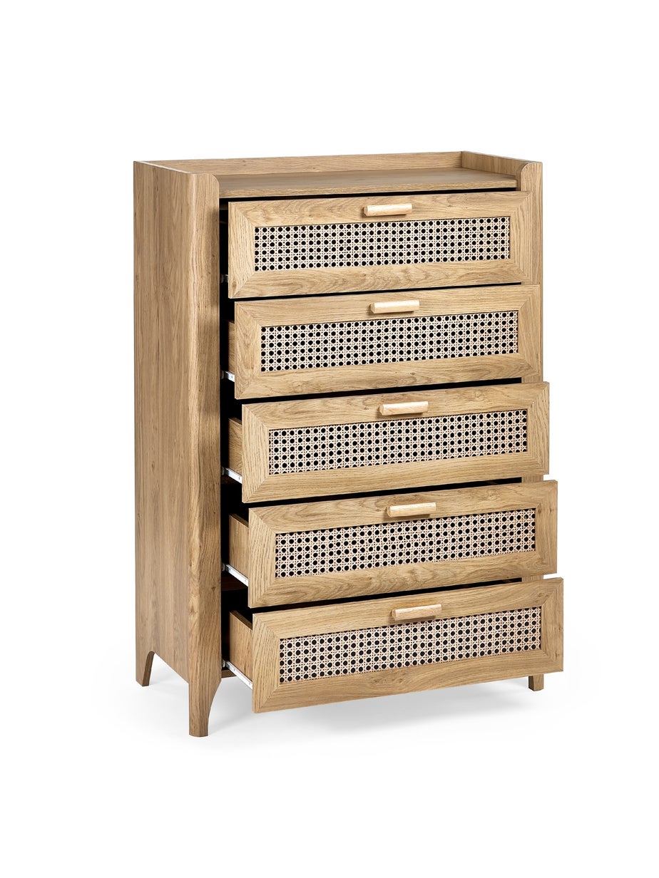 Julian Bowen Brown Sydney 5 Drawer Chest (120 x 80 x 41cm)