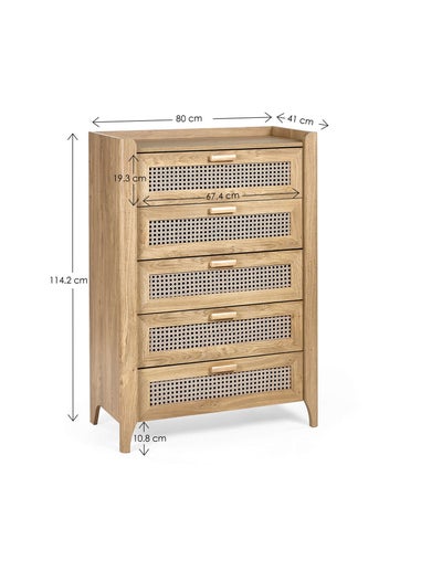 Julian Bowen Brown Sydney 5 Drawer Chest (120 x 80 x 41cm)