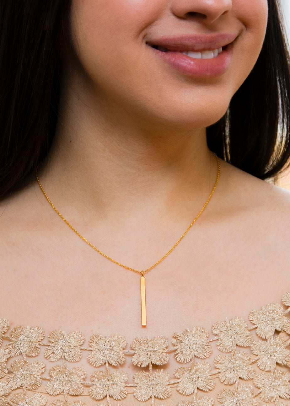 Golden Moments Yellow Gold Plated Vertical Bar Necklace