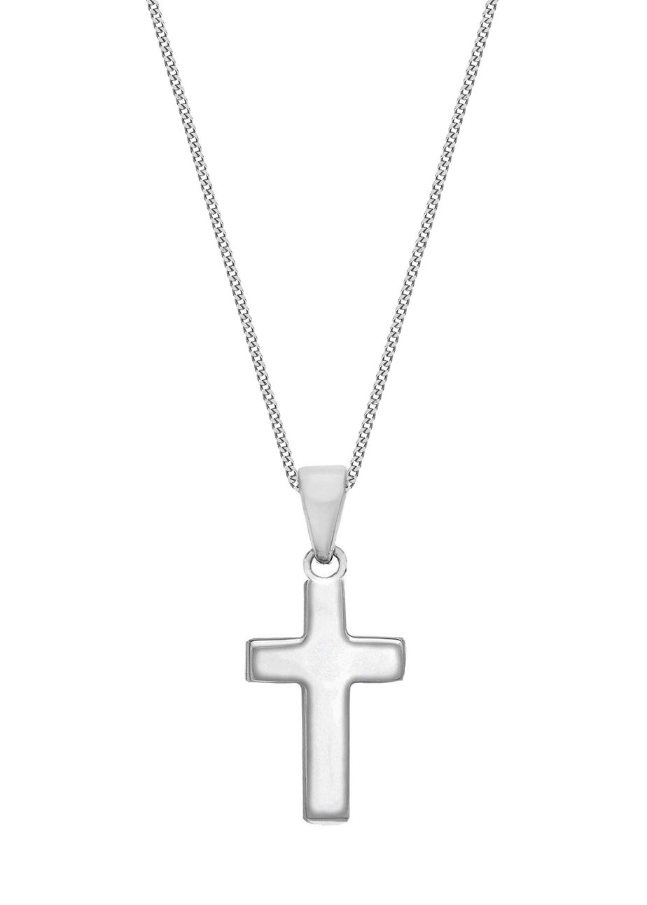 Golden Moments Sterling Silver Plain Cross Pendant