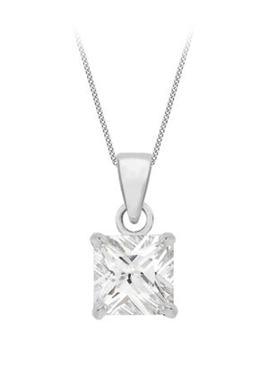 Golden Moments Sterling Silver Square CZ Necklace