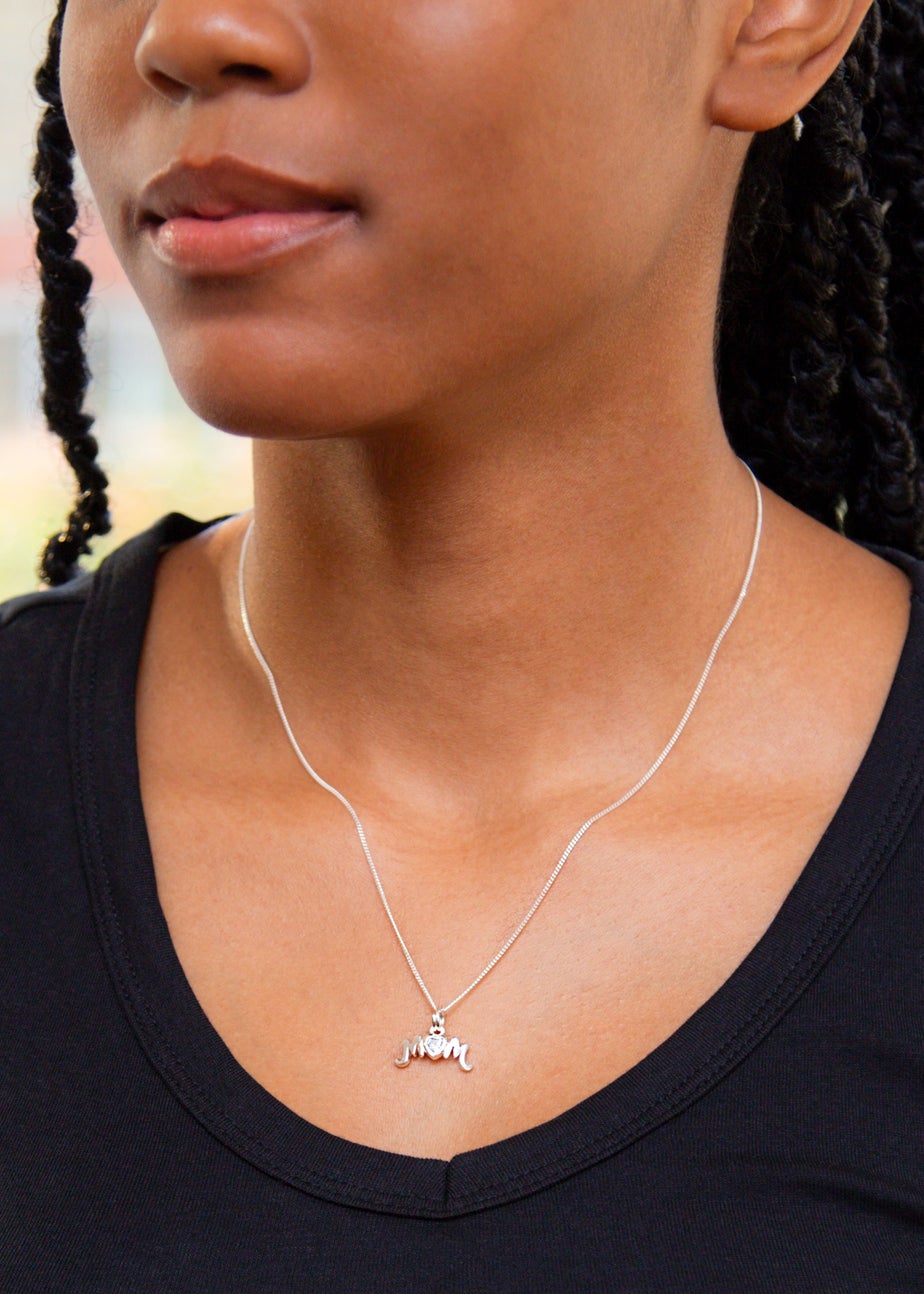Golden Moments Sterling Silver CZ 'Mum' Necklace