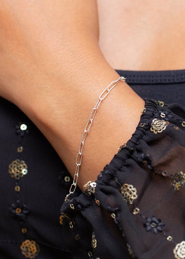 Golden Moments Sterling Silver Diamond Cut Thin Paper Bracelet