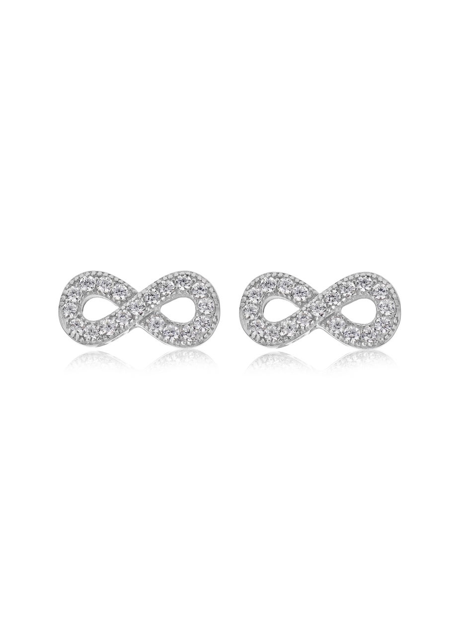 Golden Moments Sterling Silver CZ  'Infinity' Stud Earrings