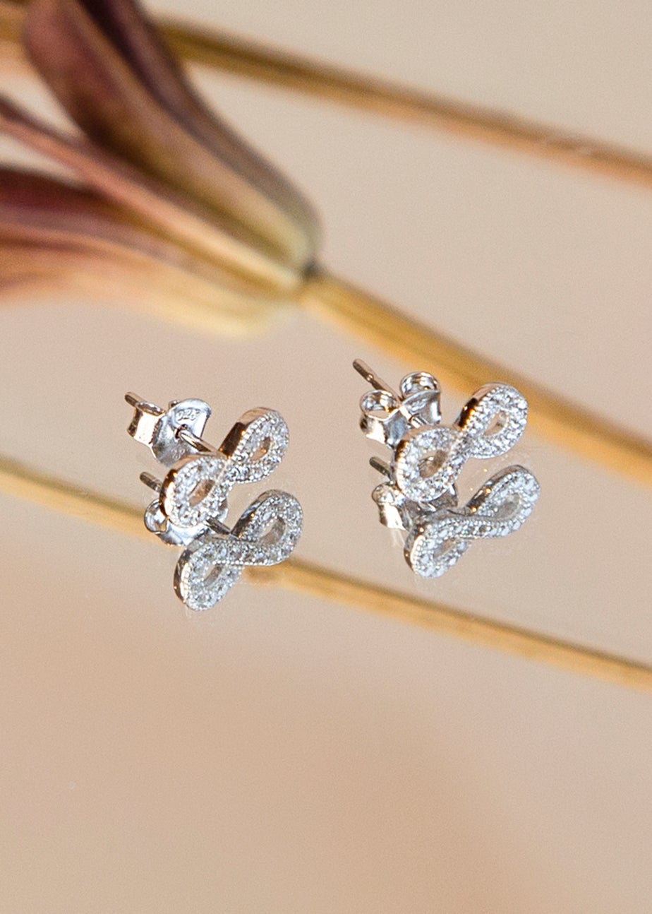 Golden Moments Sterling Silver CZ  'Infinity' Stud Earrings