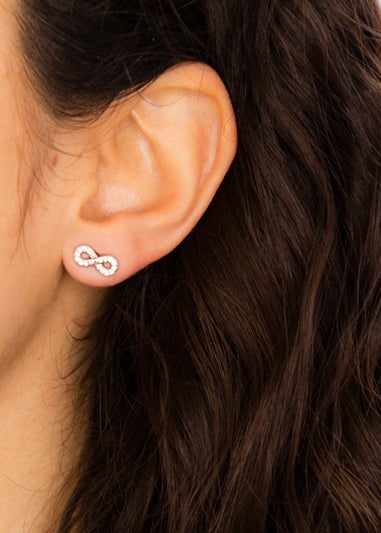 Golden Moments Sterling Silver CZ 'Infinity' Stud Earrings