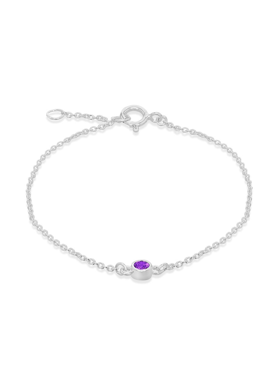 Golden Moments Sterling Silver CZ February Birthstone Bracelet