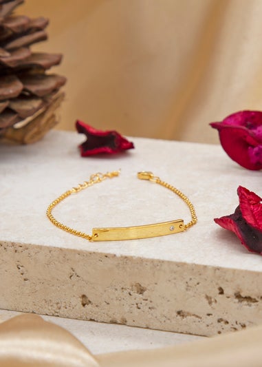 Golden Moments Gold Plated ID Bar April Birthstone CZ Bracelet