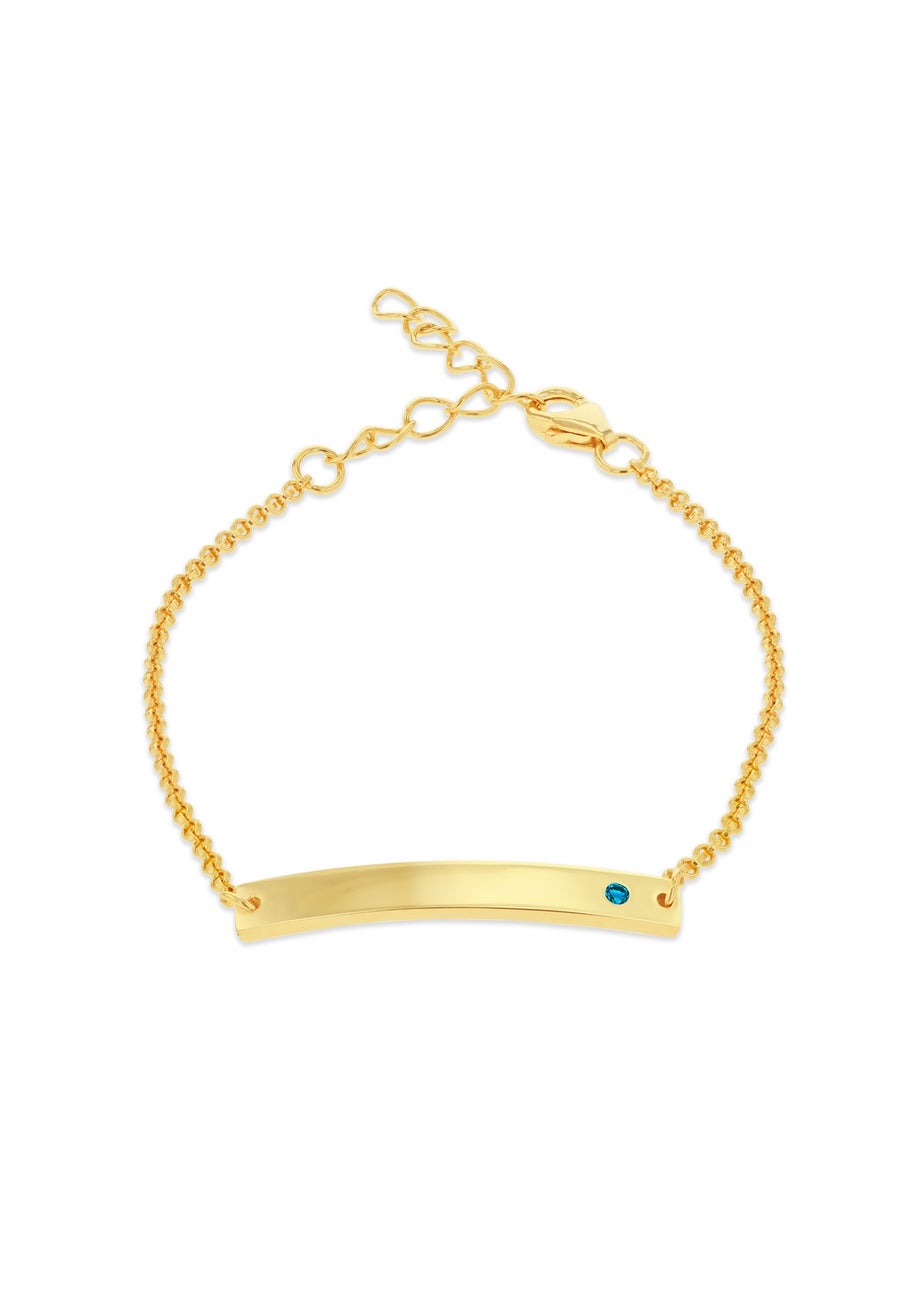 Golden Moments Gold Plated ID Bar December Birthstone CZ Bracelet