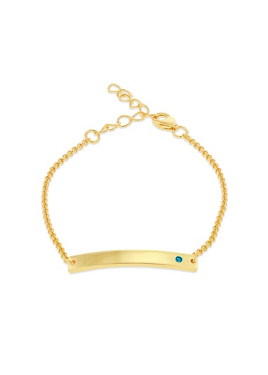 Golden Moments Gold Plated ID Bar December Birthstone CZ Bracelet