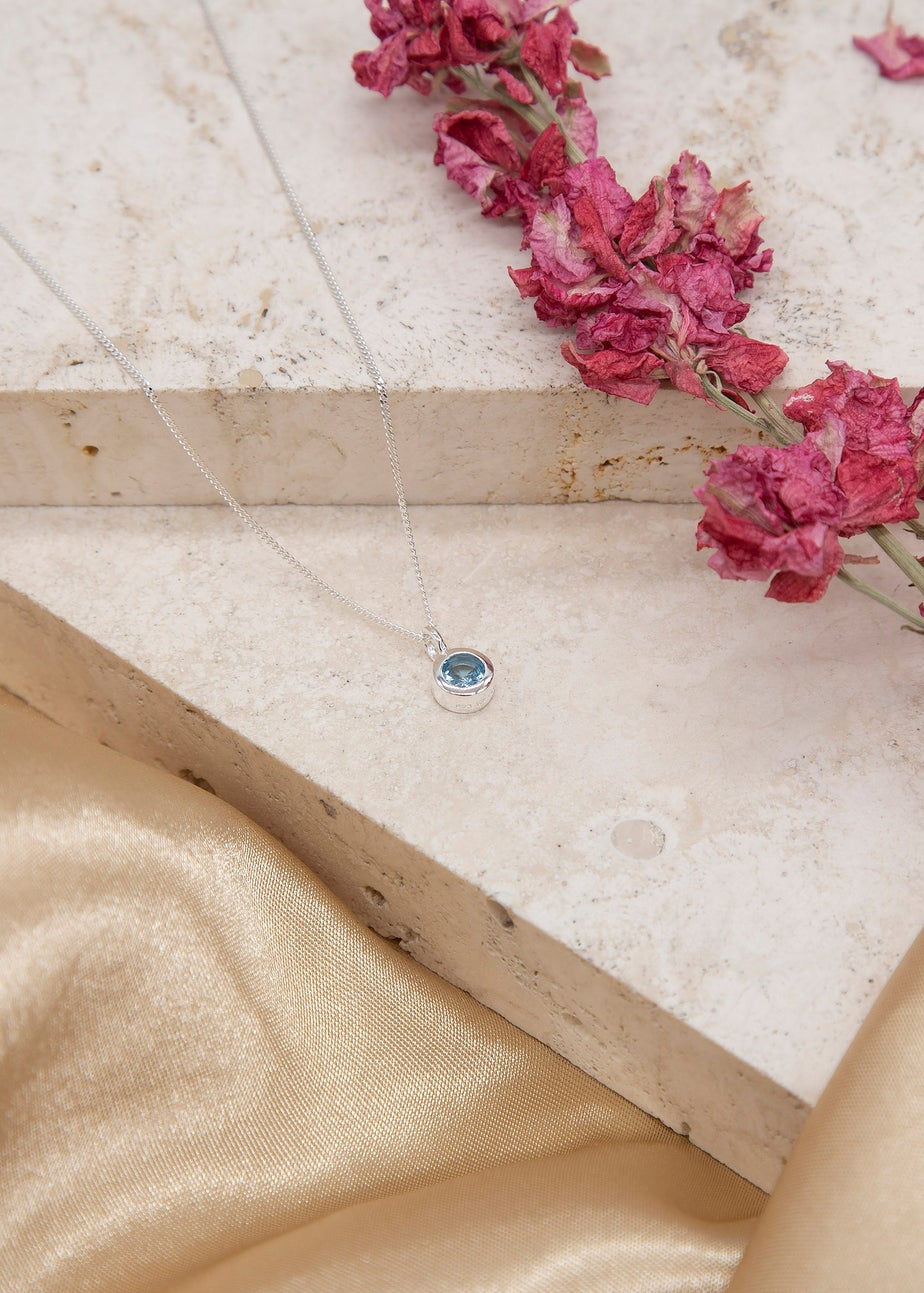 Golden Moments Sterling Silver CZ December Birthstone Necklace