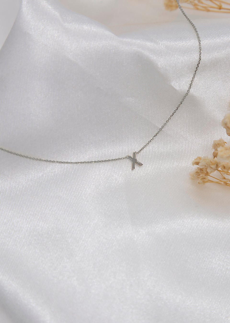 Golden Moments Sterling Silver 'X' Initial Necklace