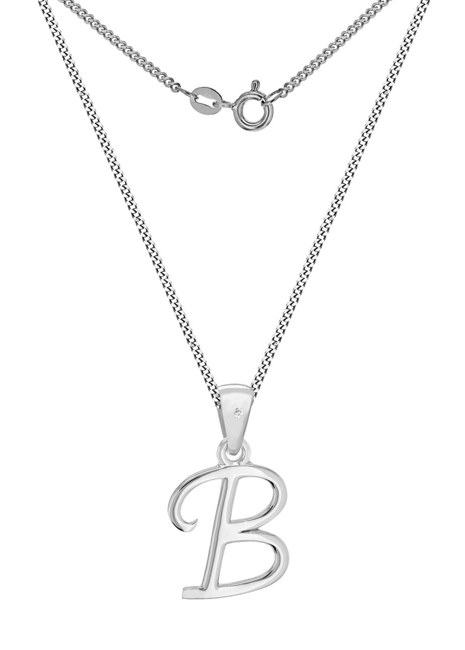 Golden Moments Sterling Silver Diamond 'B' Initial Necklace