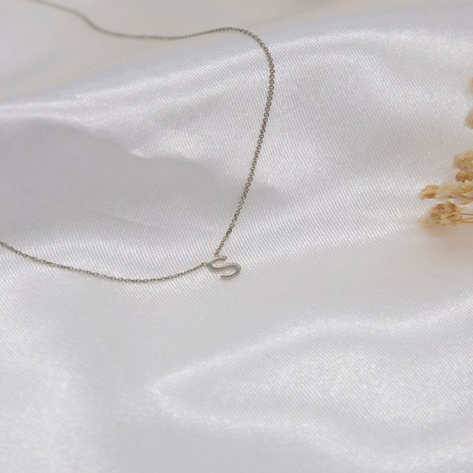 Golden Moments Sterling Silver 'S' Initial  Necklace
