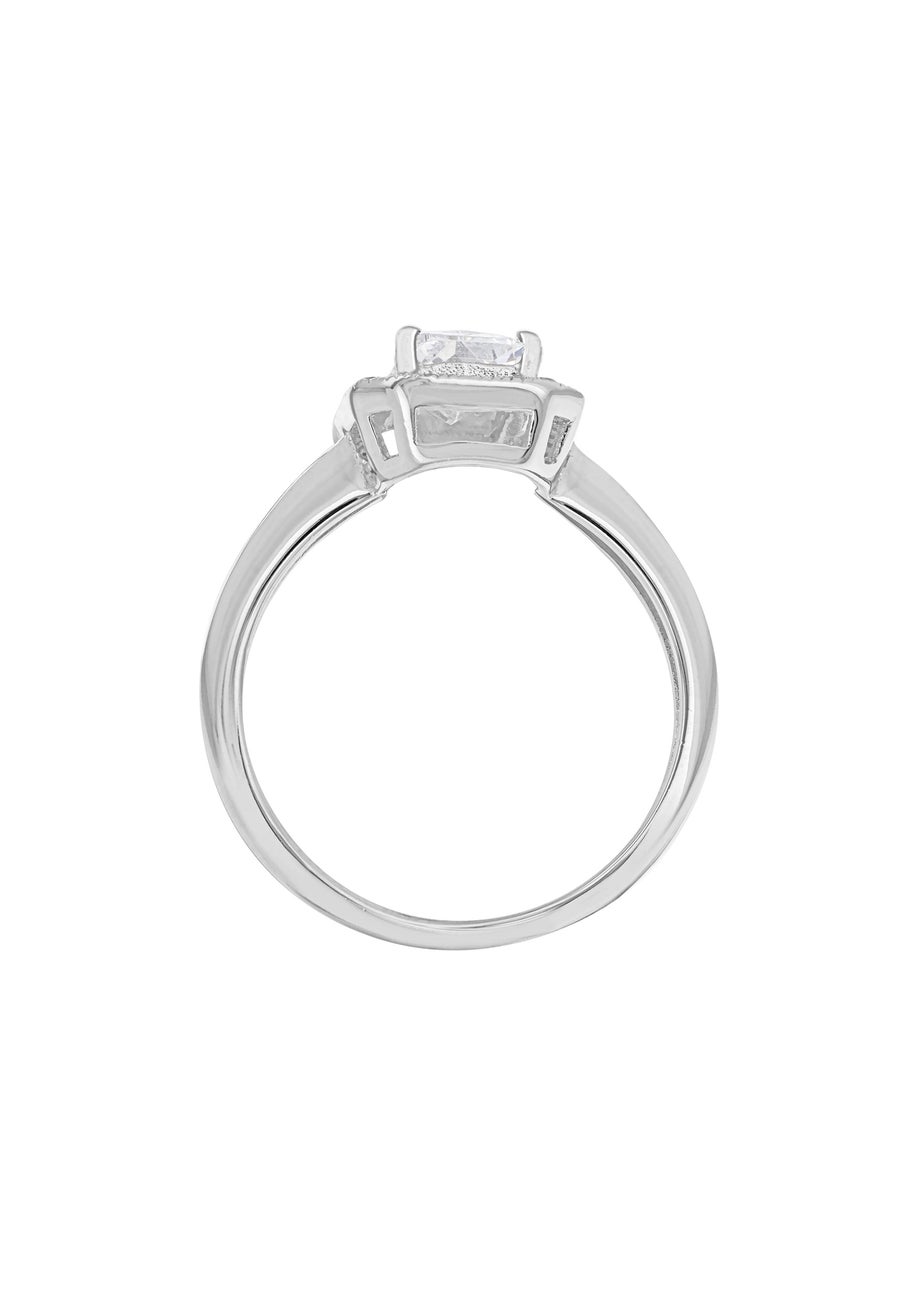 Golden Moments Sterling Silver CZ Princess Cluster Ring