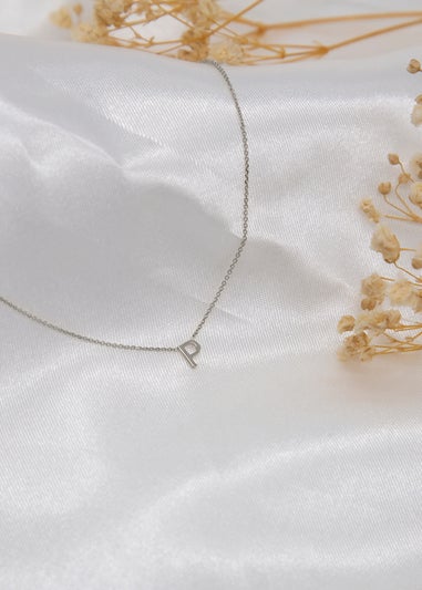 Golden Moments Sterling Silver 'P' Initial Necklace