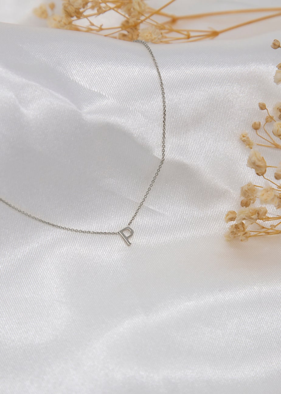 Golden Moments Sterling Silver 'P' Initial Necklace