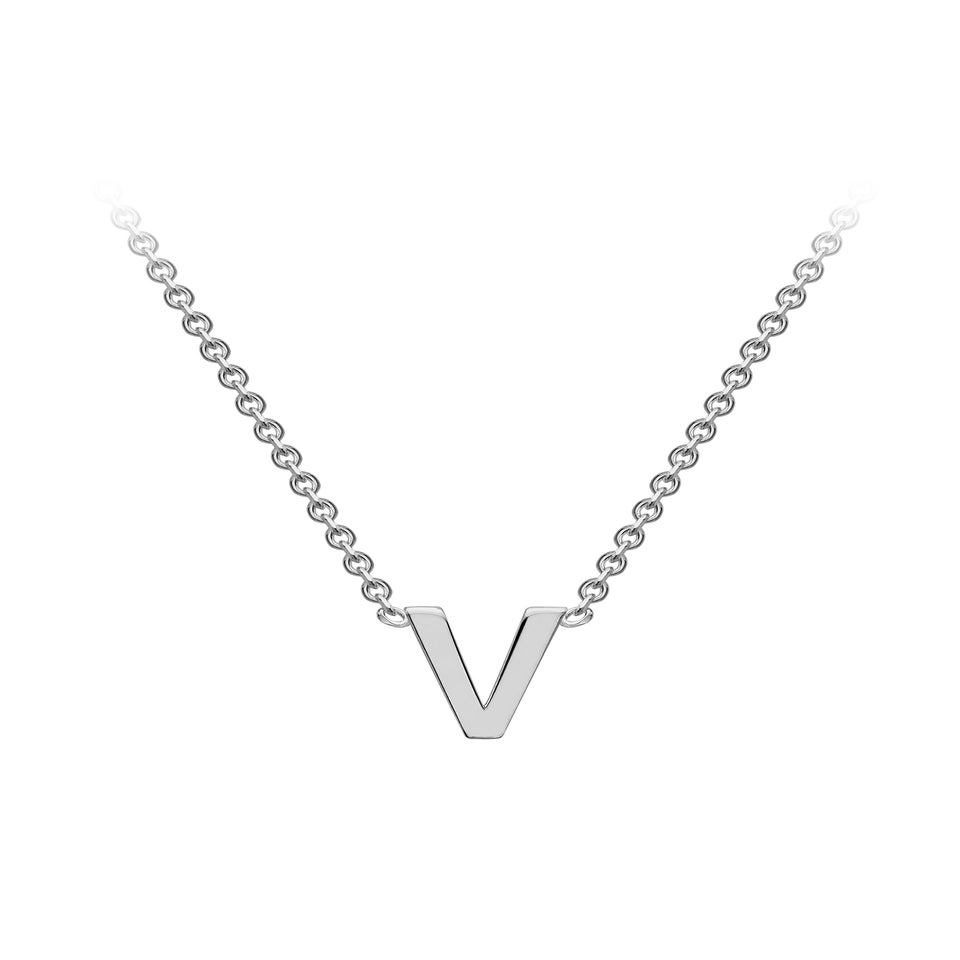 Golden Moments Sterling Silver 'V' Initial  Necklace