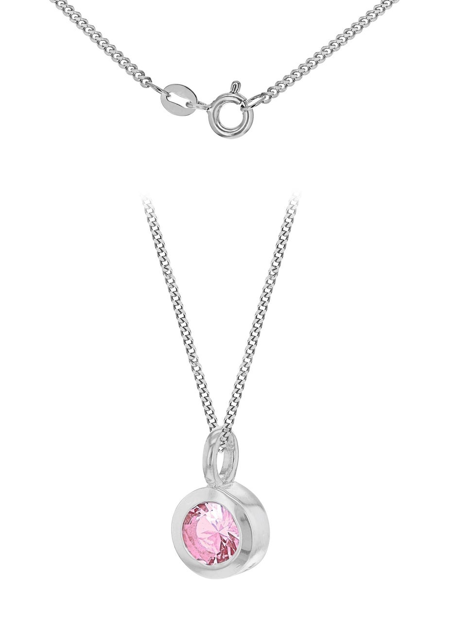 Golden Moments Sterling Silver CZ October Birthstone Necklace