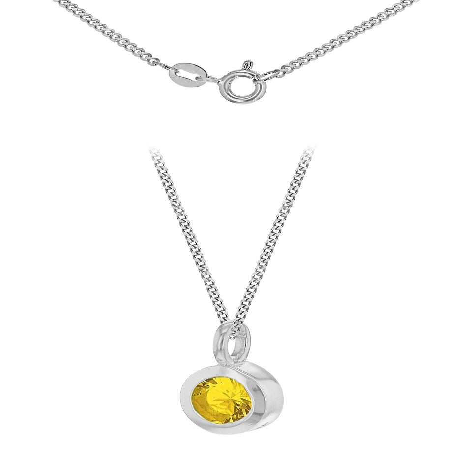 Golden Moments Sterling Silver CZ November Birthstone Necklace