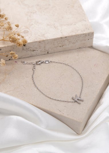 Golden Moments Sterling Silver CZ 'K' Initial Bracelet