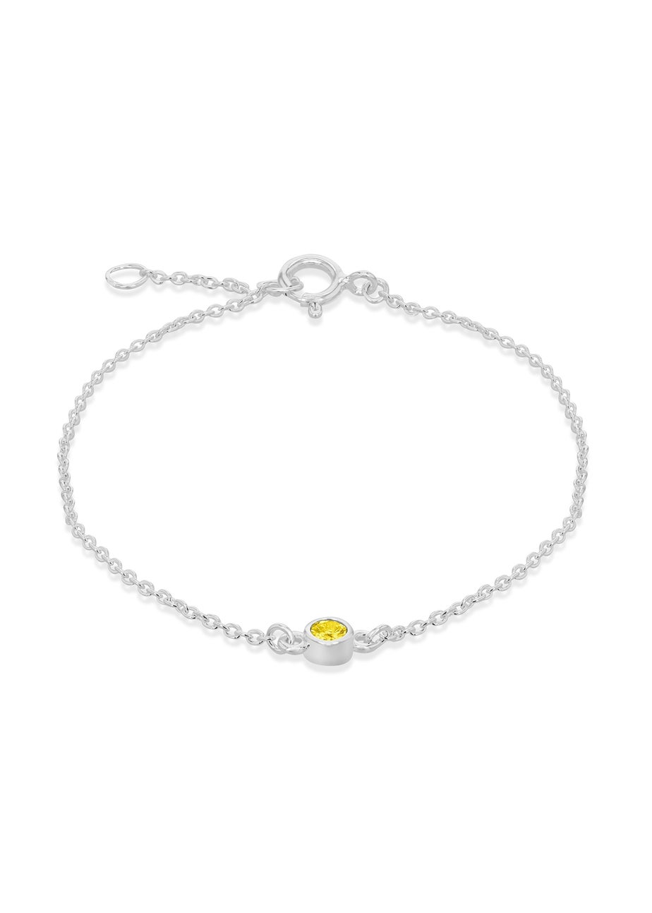 Golden Moments Sterling Silver CZ November Birthstone Bracelet