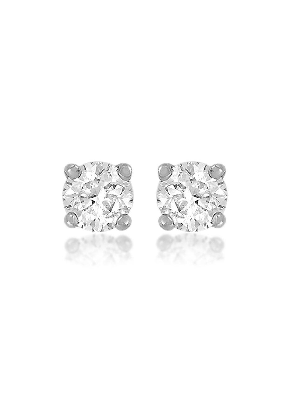Golden Moments Sterling Silver White CZ Stud Earrings