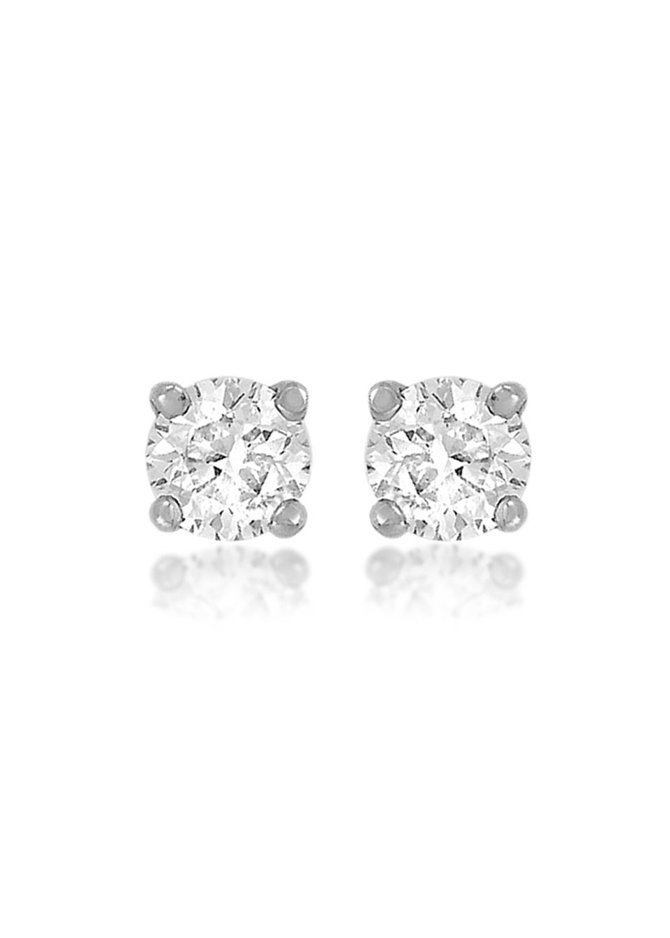 Golden Moments Sterling Silver White CZ Stud Earrings