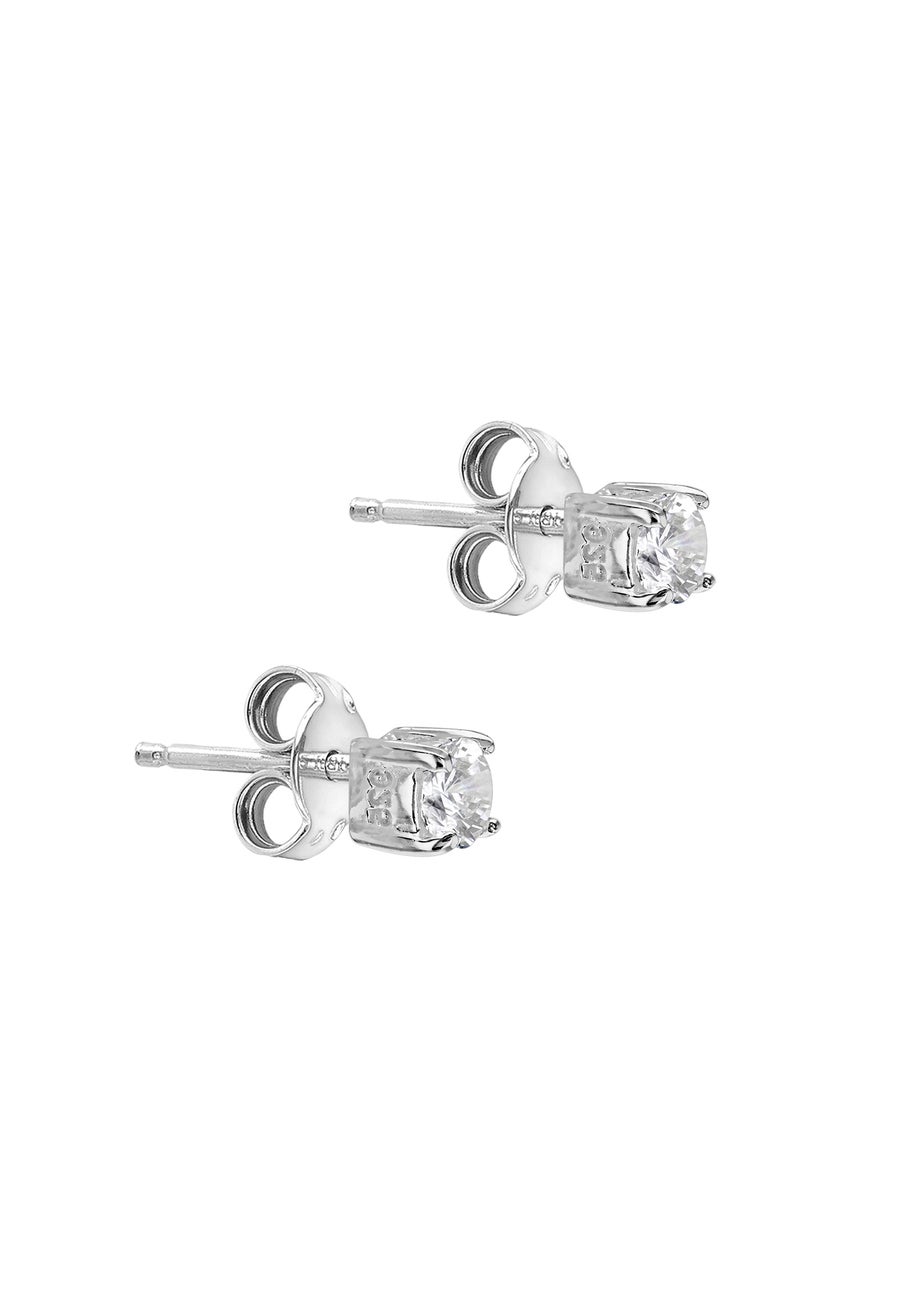 Golden Moments Sterling Silver White CZ Stud Earrings