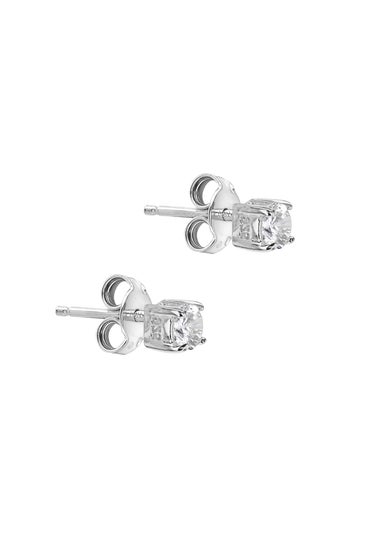 Golden Moments Sterling Silver White CZ Stud Earrings