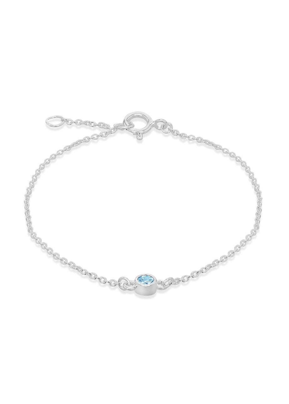 Golden Moments Sterling Silver CZ March Birthstone Bracelet
