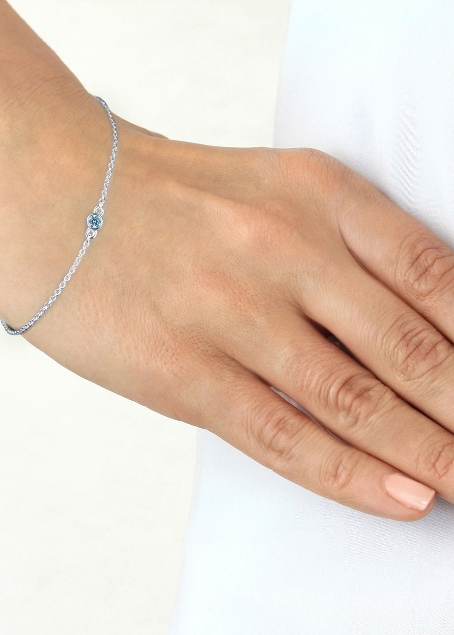 Golden Moments Sterling Silver CZ March Birthstone Bracelet