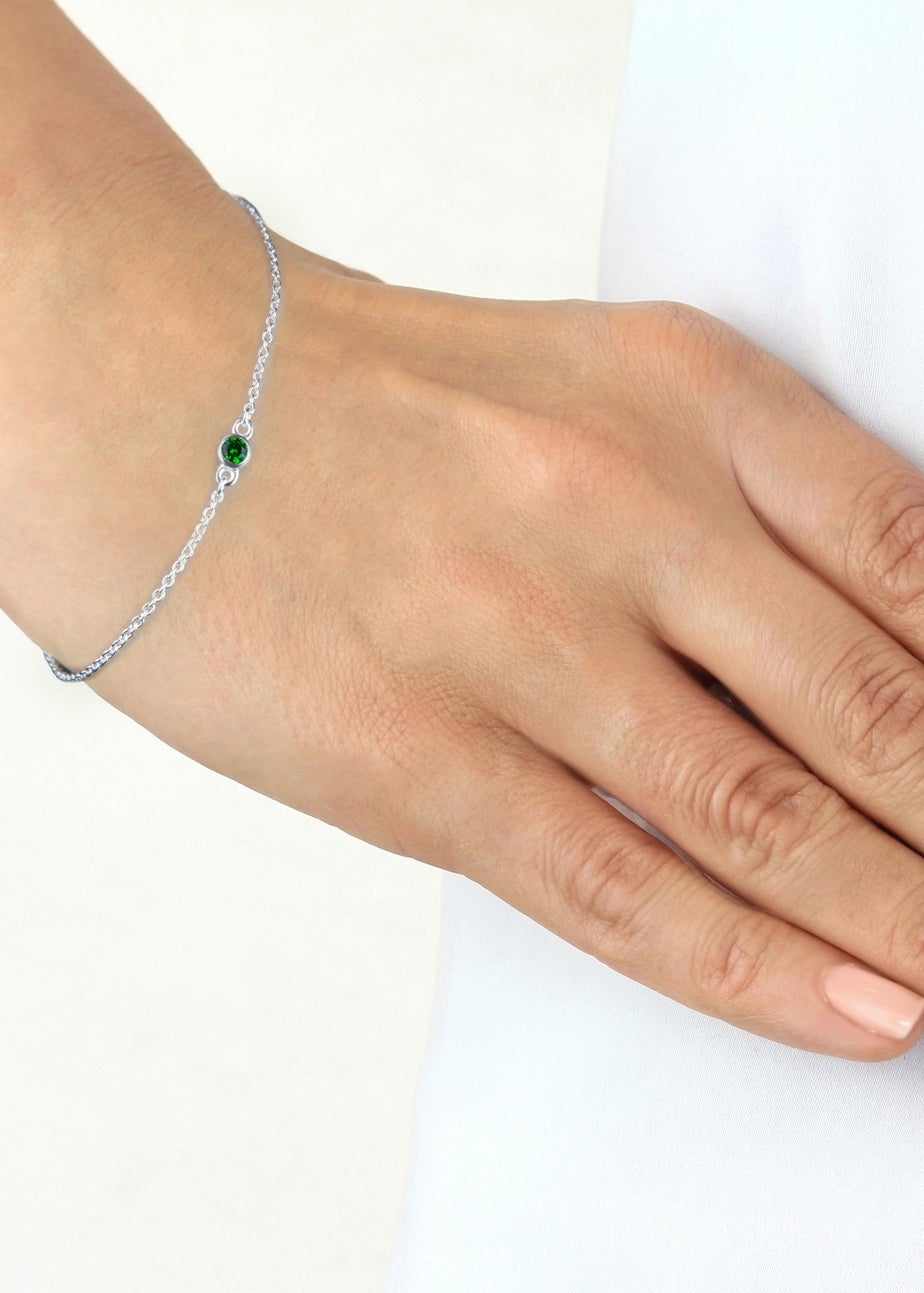 Golden Moments Sterling Silver CZ May Birthstone Bracelet