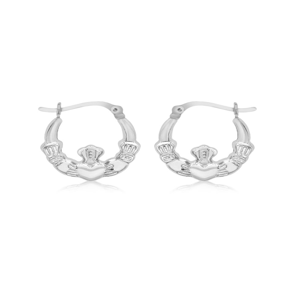Golden Moments Sterling Silver Claddagh Hoop Earrings